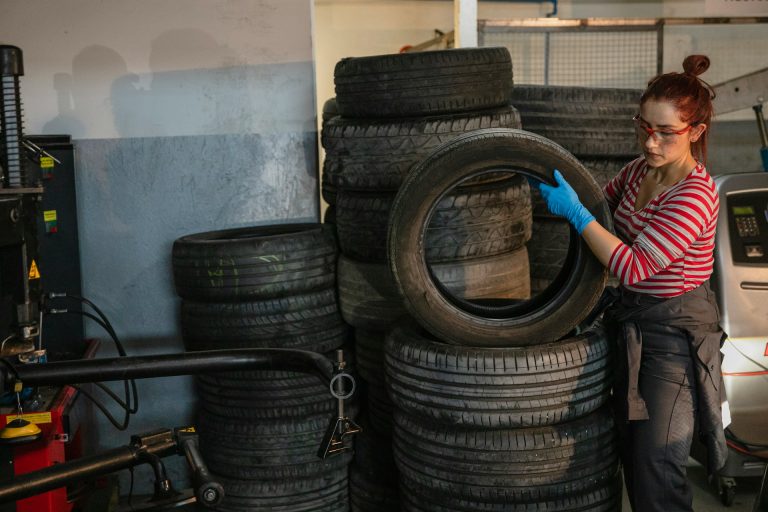 person using used tires